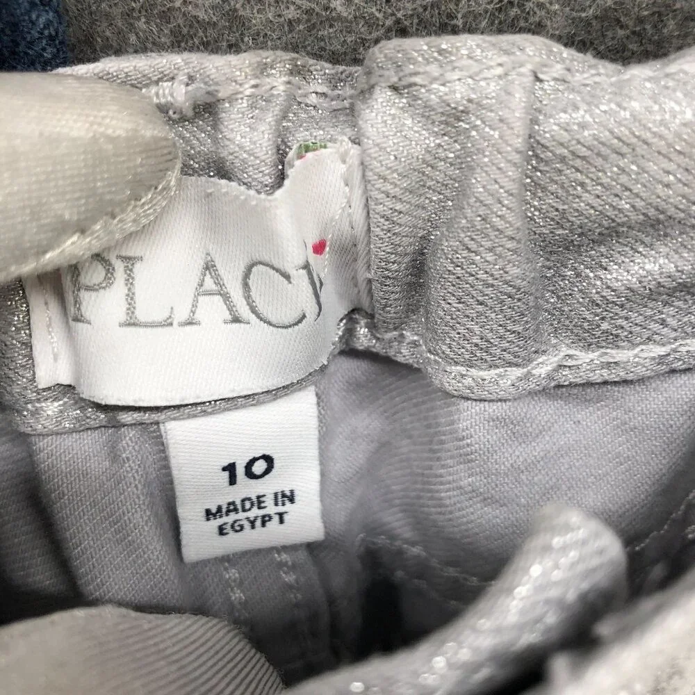 Children's Place Skinny‎ Jeans BUNDLE Youth Girls Size 10 Blue Metallic 2 Piece